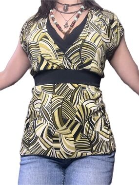Lindor Y2K Abstract Print Empire Waist Top Size L